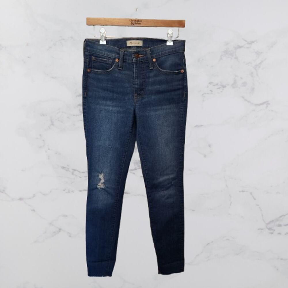 Madewell 9" Mid Rise Skinny Size 26 Denim Pant Raw Hem Ankle